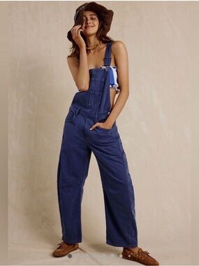 We The Free Good Luck Barrel Overalls in Hague Blue Size XS NWT current